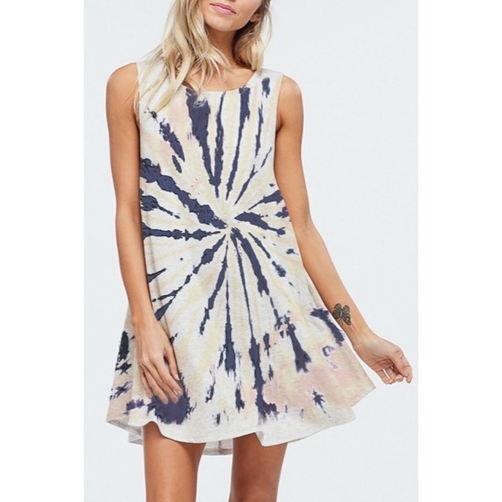Phil Love Sleeveless Tie Dye Swing Dress Blue White Size Small NWT